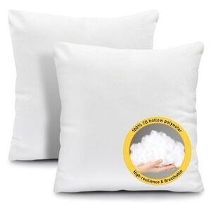 2-Pack Fixwal Throw Bed Pillow Inserts Square Form Soft Polyester Filling White